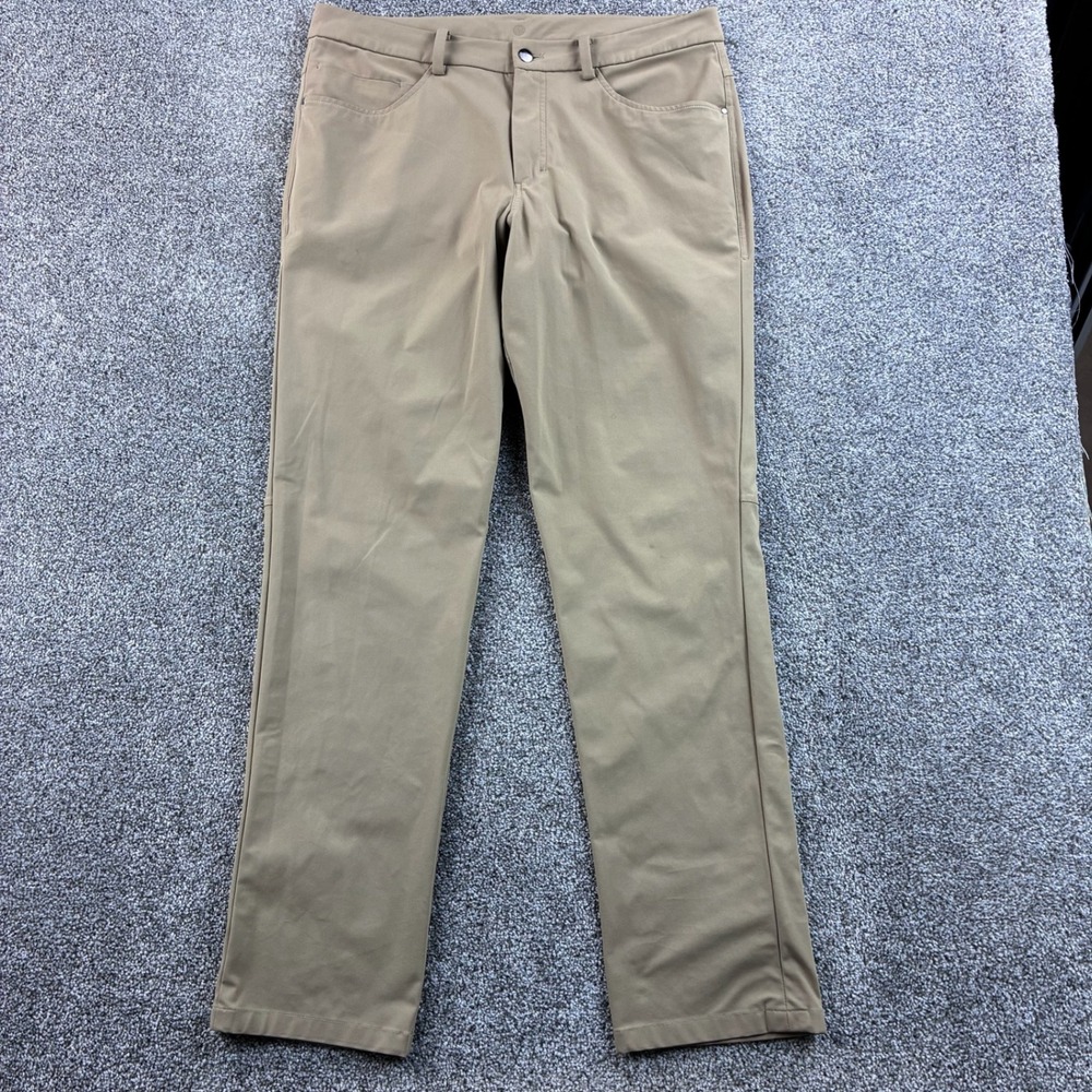 Lululemon Commission ABC Pants Mens 34x34 Tan Warpstreme Khaki Slim Fit E40416